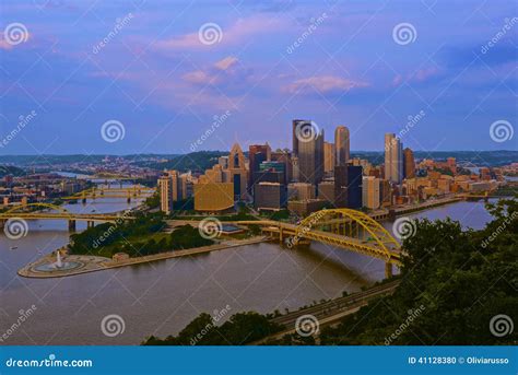 Pittsburgh Skyline editorial image. Image of colorful - 41128380