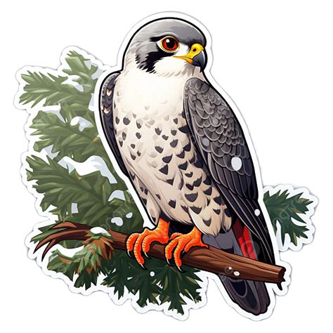 Snowy Peregrine Christmas Winter Falcon Sticker Clipart, Transparent ...