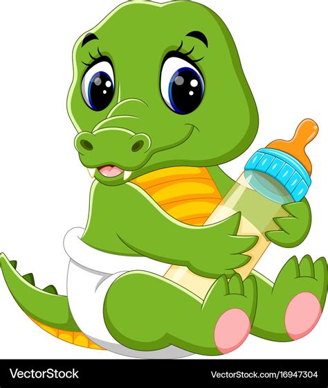 Cute baby crocodile cartoon Royalty Free Vector Image