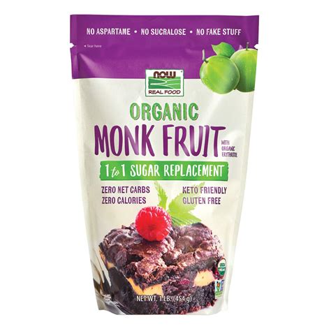 Now NOW Foods Organic Monk Fruit With Erythritol Powder 1 to 1 Sugar ...