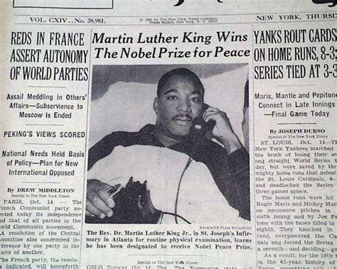 Martin Luther King, Jr., wins the Nobel Peace Prize... - RareNewspapers.com