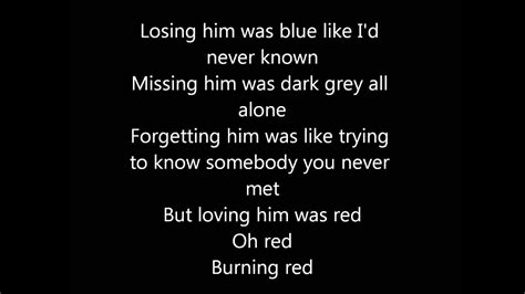 Red - Taylor Swift - lyrics - YouTube