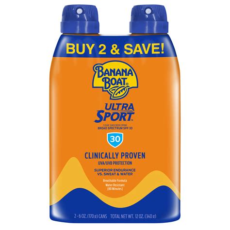 Banana Boat Ultra Sport Clear Sunscreen Spray SPF 30, 12 oz Twin Pack - Walmart.com