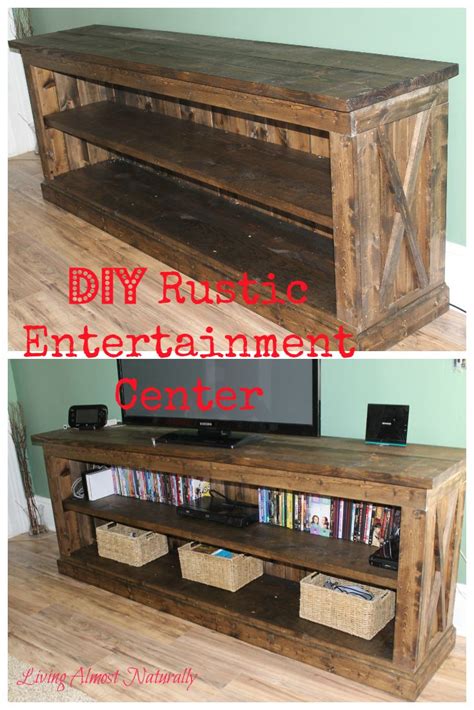 DIY Rustic Entertainment Center. Easy to make Entertainment Center includin… | Rustic ...