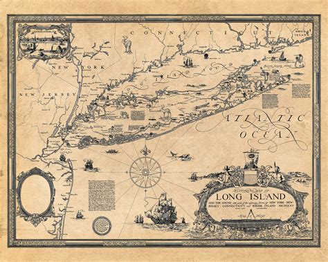 Vintage Long Island Map With Stunning Detail Available In | Etsy