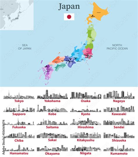 Japan map with main cities on it. Japanese cities skylines ...