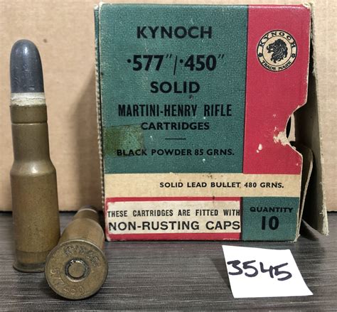 AMMO: 10X KYNOCH .577/450 MARTINI-HENRY - 480GR LRN - Kidd Family Auctions