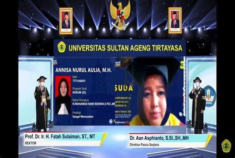 Digelar Virtual, Untirta Wisuda 659 Mahasiswa Program Sarjana dan Pascasarjana - Kabar Banten