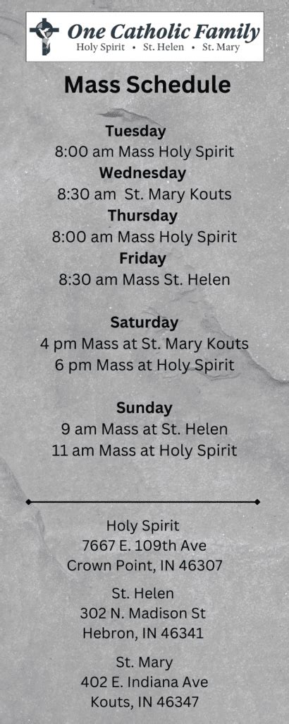 One Catholic Family Mass Schedule – Catholic Family