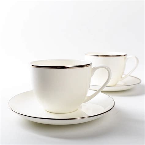 250ML Premium White Ceramic Bone China Gold Rim Cafe Coffee Cup with ...