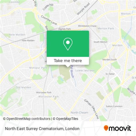 How to get to North East Surrey Crematorium in Morden Park by bus, train, Tube or Tramlink?