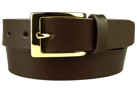 Mens Dark Brown Leather Belt With Gold Buckle - BELT DESIGNS