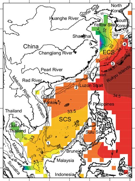 Geographical map of South China Sea (SCS) and East China Sea (ECS ...