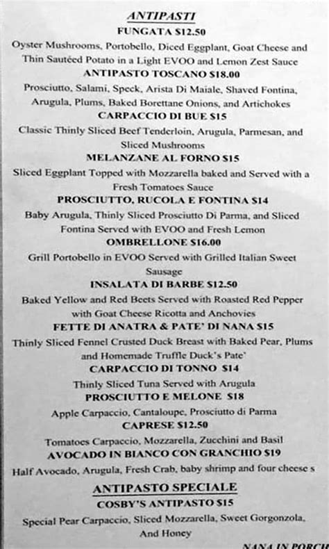 Valter’s Osteria menu – SLC menu