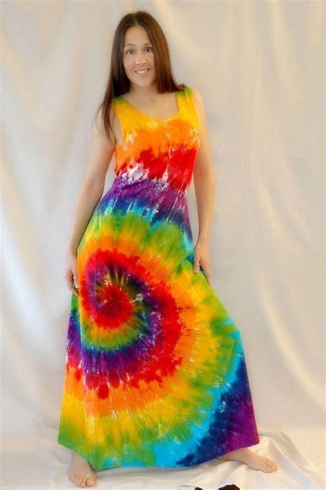 Tie Dye Rainbow Swirl Maxi Dress