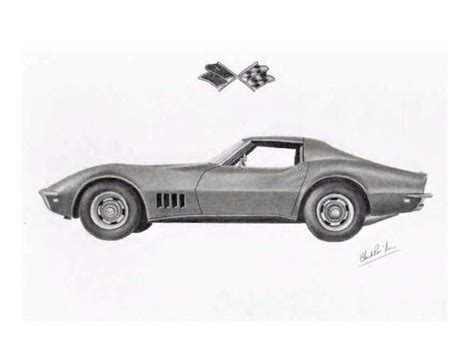 Impresión de mi dibujo a lápiz de un Chevrolet Corvette de - Etsy México