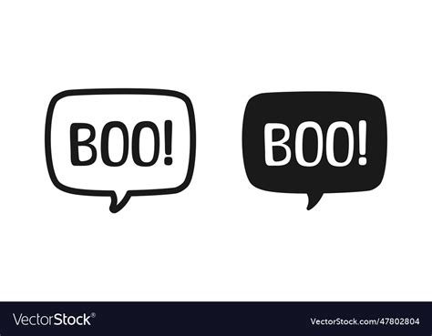 Boo text in speech bubble outline and silhouette Vector Image