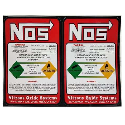 Dracary NOS Replacement 10LB Nitrous Bottle Label Sticker Decal 2PCS: Amazon.in: Car & Motorbike