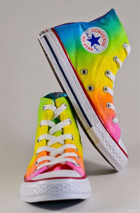 Custom Dyed Neon Rainbow Converse All Star High Top Shoes - Etsy