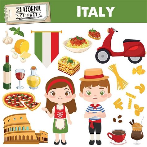 Arte clip italiano Italia clipart Pizza clipart Pasta Food | Etsy