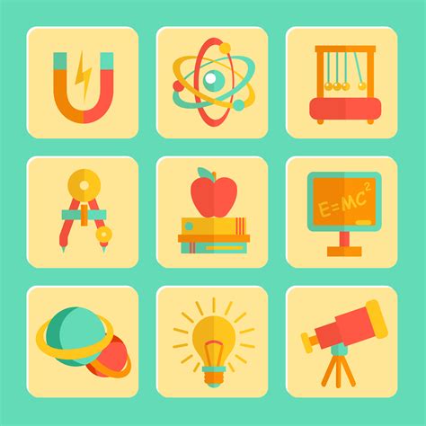 Physics Flat Design Icons Set 459697 Vector Art at Vecteezy