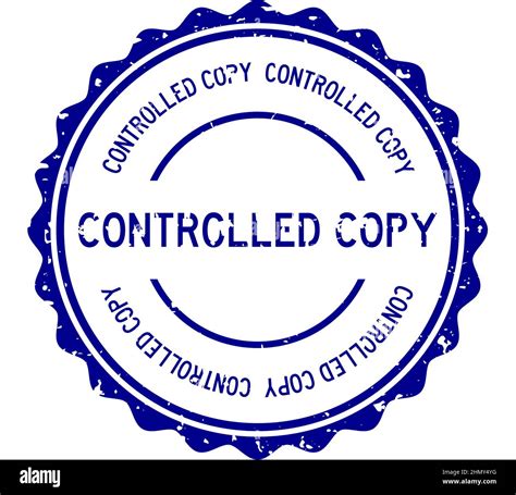 Grunge blue controlled copy word round rubber seal stamp on white background Stock Vector Image ...