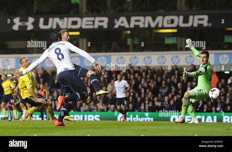 Tottenham Hotspur's Harry Kane scores his side's second goal Stock ...