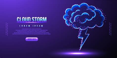 Premium Vector | Cloud storm low poly wireframe