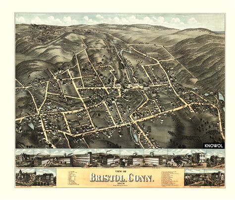 Beautiful old map of Bristol, Connecticut from 1878 - CT Restored