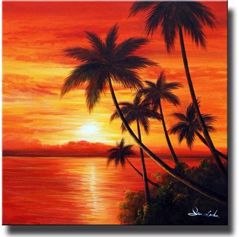 Palm trees | Beach canvas paintings, Sunset canvas painting, Beach canvas art
