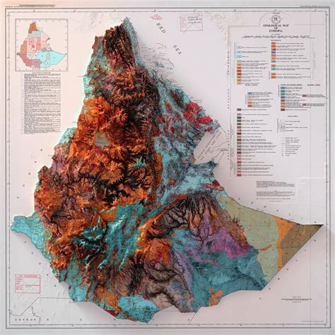Ethiopia - Geology - 3D Relief Map (version 1) by 3DmapArt on Etsy in 2020 | Relief map, Map art ...