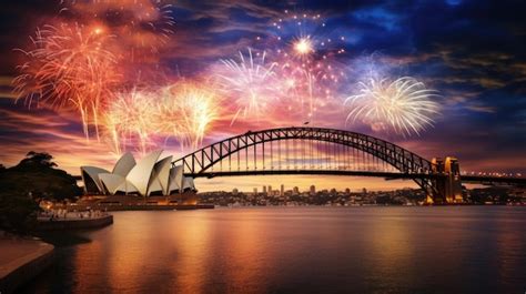 Premium AI Image | Sydney Harbour Bridge Fireworks Opera House Australia