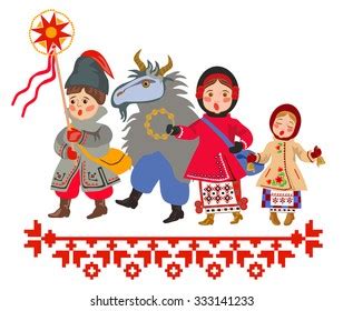 Children Ukraine Singing Christmas Carols Christmastide Stock Vector ...