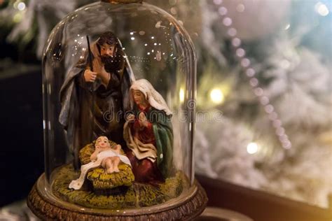 Nativity Scene. Christmas Decoration with Birth of Baby Jesus Christ Stock Photo - Image of ...