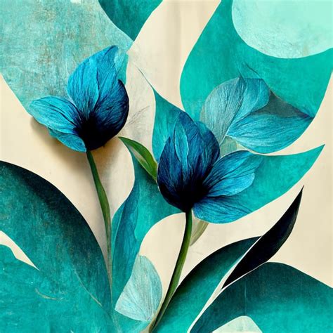 Premium Photo | Blue and golden watercolor flower illustration for prints wall art cover and ...