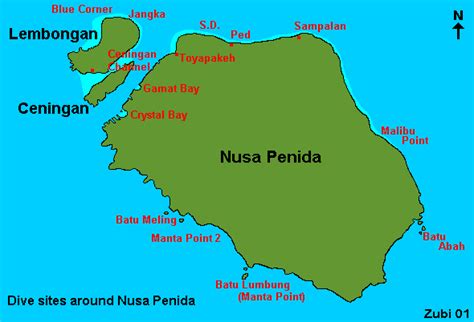 Diving in south Bali: Nusa Penida, Ceningan, Lembongan, Nusa Dua, Sanur, Benoa: description of ...