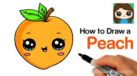 How to Draw a Peach Easy and Cute | Cartoon Fruit