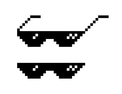 Set of pixel glasses in art style 8 bit. Thug life. Internet meme ...