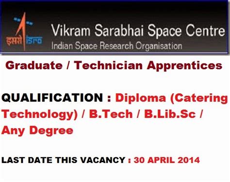 JOB VACANCY: ISRO Vikram Sarabhai Space Centre (VSSC) RECRUITMENT ...