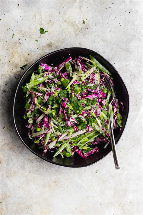 Broccoli Stem Slaw with Snap Peas + Basil Cilantro Aioli | Recipe ...