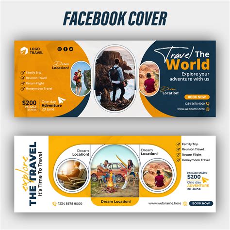 Tour Social Media Banner Travel Agency Facebook Cover Design - MasterBundles