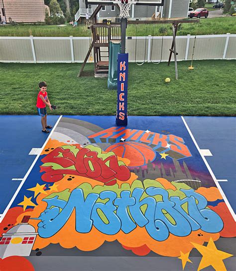 NY Knicks basketball court mural for Ethan and Nathan in New Jersey ...