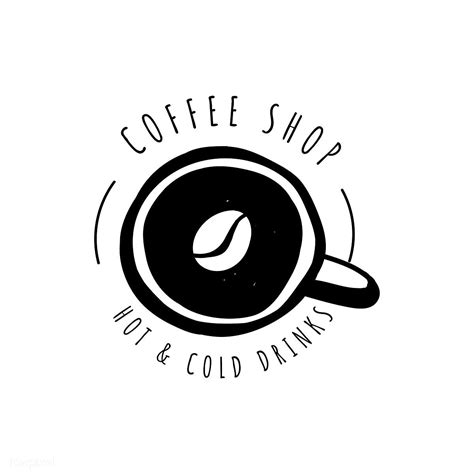 the coffee shop logo is black and white, with an image of a cup of coffee