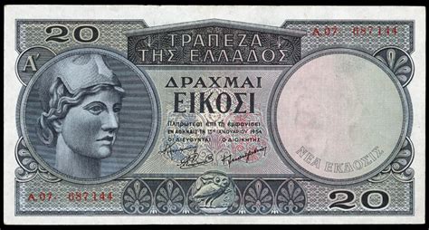 Greece 20 Greek Drachma banknote 1954|World Banknotes & Coins Pictures ...