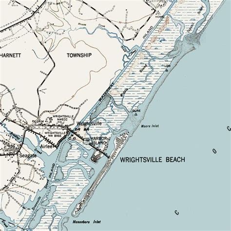 an old map of wrightsville beach in the early 1900's, showing towns and ...