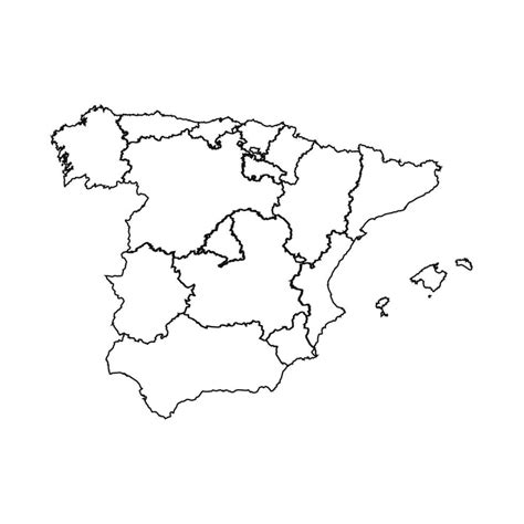 Outline Sketch Map of Spain With States and Cities 25844772 Vector Art at Vecteezy