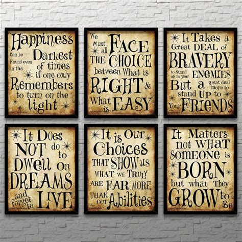 Set Of 6 Happiness Can Be Found Decor Posters Wall Art Prints Harry Potter Printable Albus ...