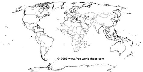 Blackline World Map Printable Free - Printable Maps