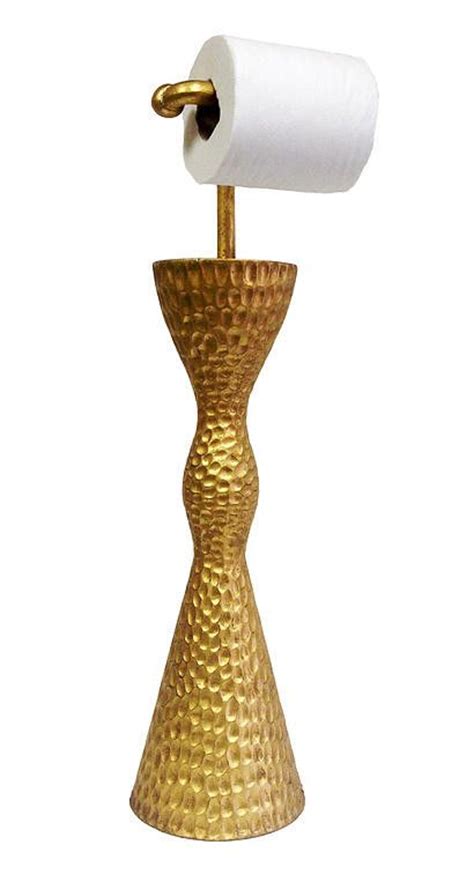 Hammered Design Free Standing Toilet Paper Holder, Gold Leaf Color Finish | Free standing toilet ...