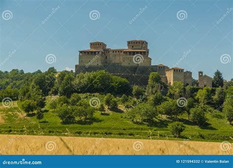 Torrechiara Castle stock photo. Image of hawk, medieval - 121594332